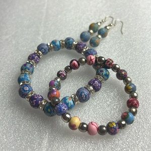 Clay bracelets and 1 pair earrings